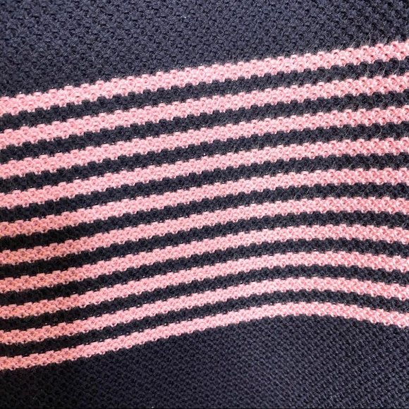 Talbots Navy Blue Pink Striped Waffle Knit Sweater - Picture 3 of 7